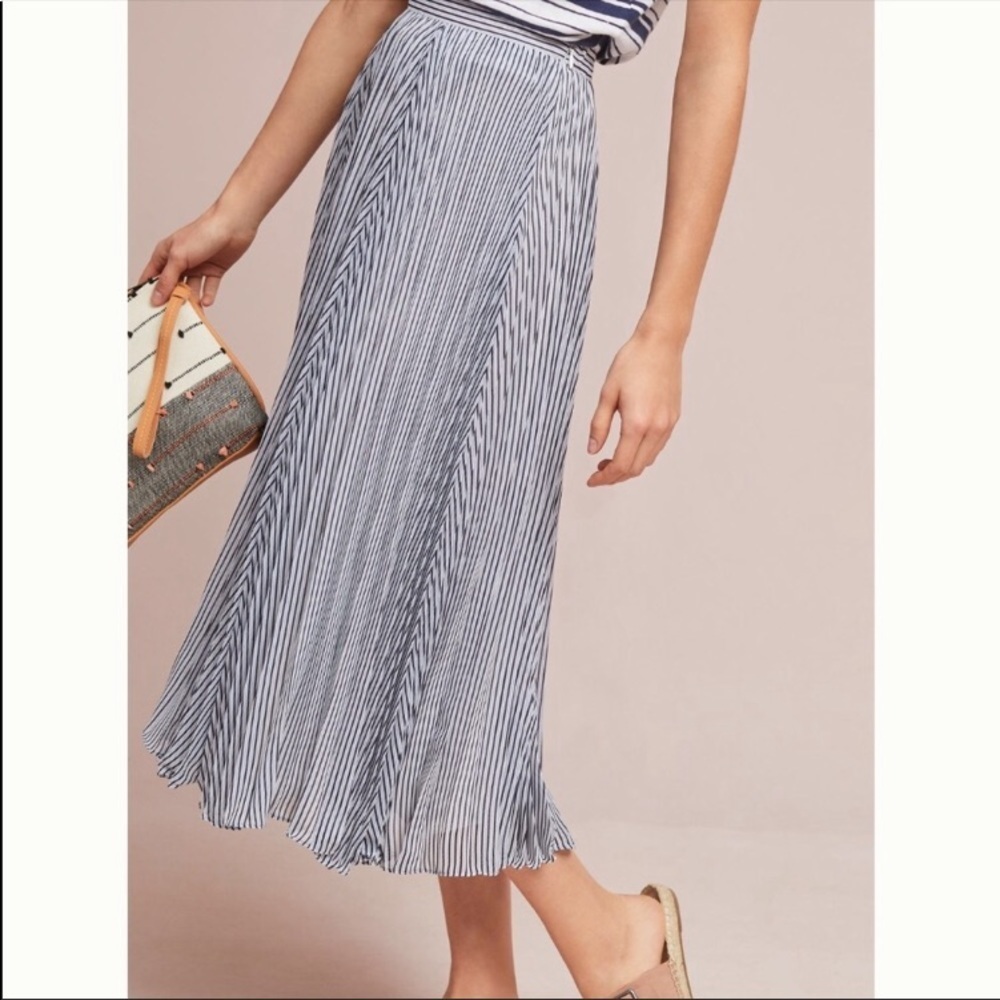 New Maeve blue white striped midi dress sz Small